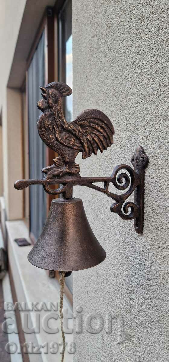 Cast iron bell with rooster. - 5 Cast iron bell with rooster. - 5