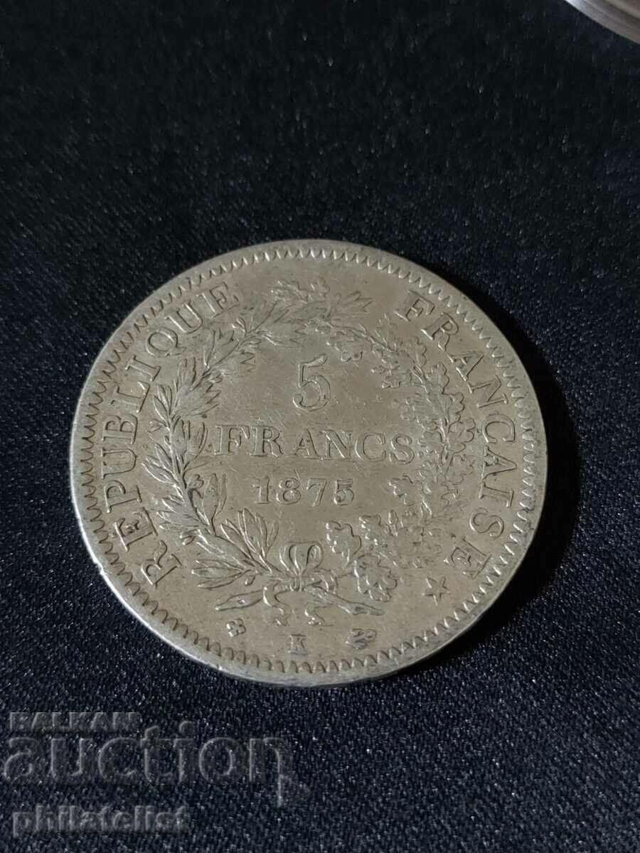 Franța 1875 K - 5 Franci - Monedă de argint