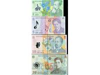 ROMANIA ROMANIA SET 1 5 10 20 lei issue NEW UNC POLYMER