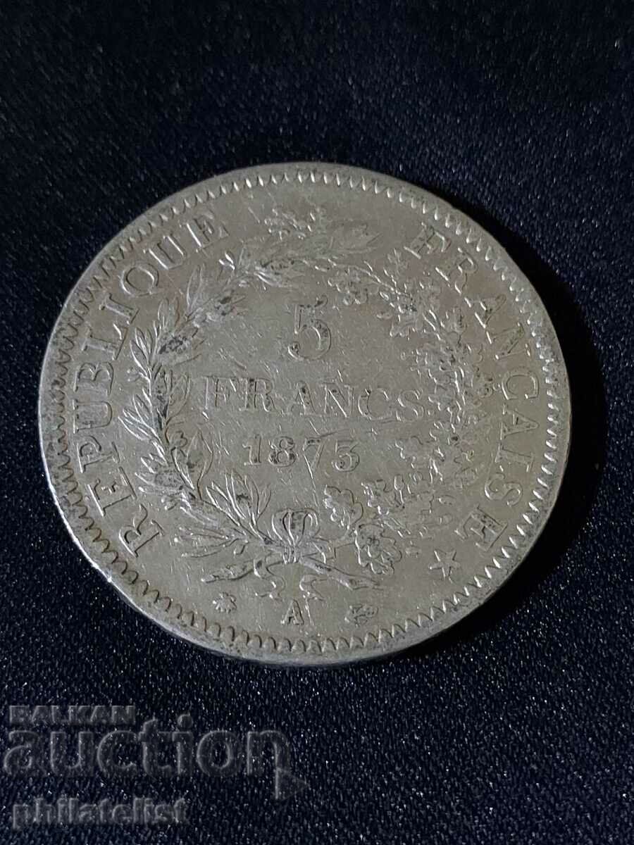 France 1873 A - 5 francs - silver coin