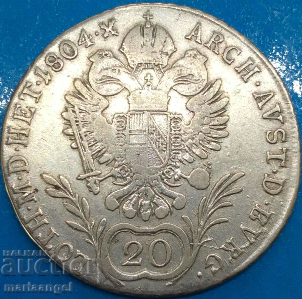 Αυστρία 20 Kreuzer 1804 G - Bala Mare Tilt Franz II R