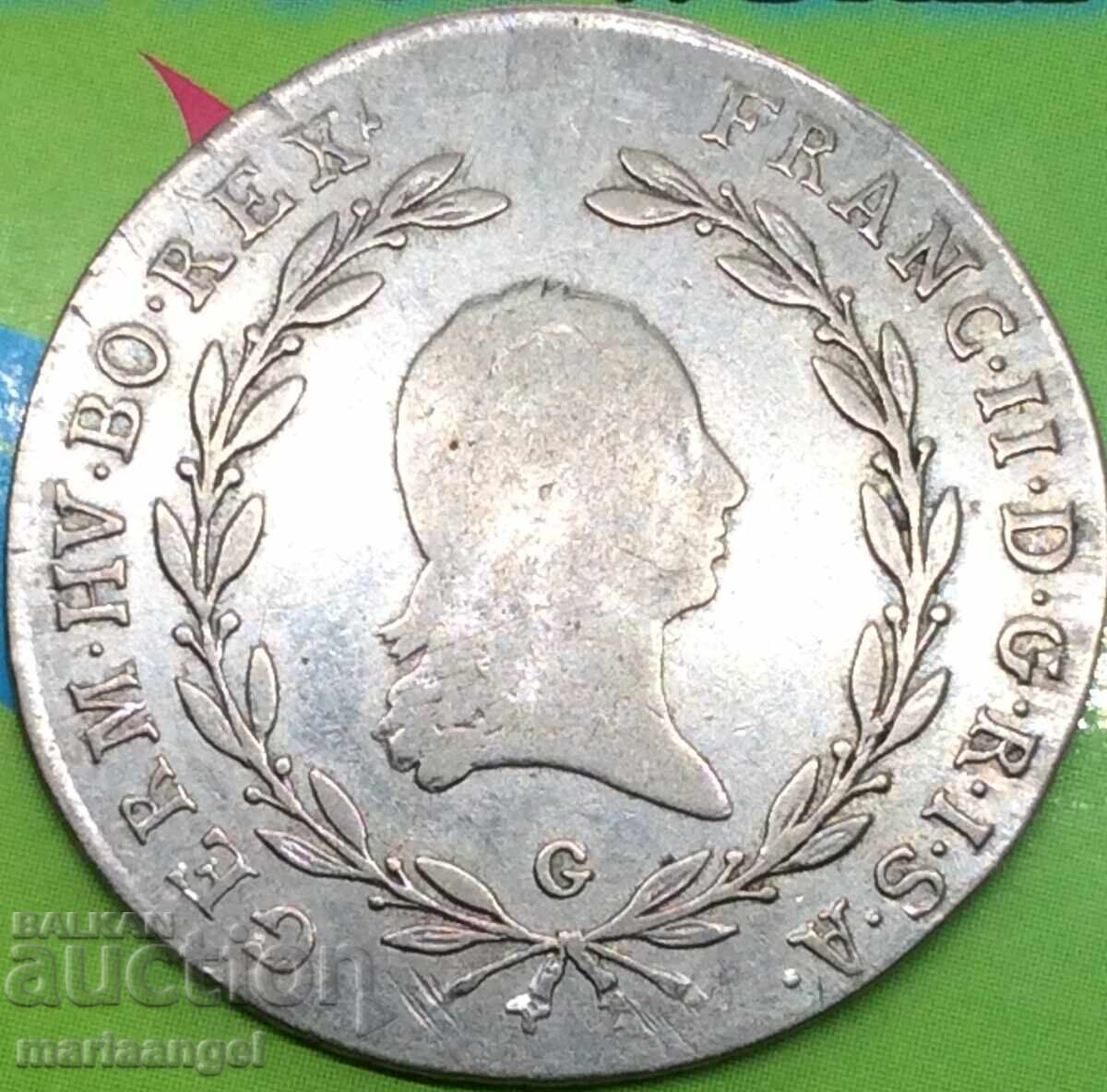 Austria 20 Kreuzer 1804 G - Bala Mare Tilt Franz II R