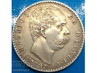 2 lire 1897 Italy Umberto I light gold patina