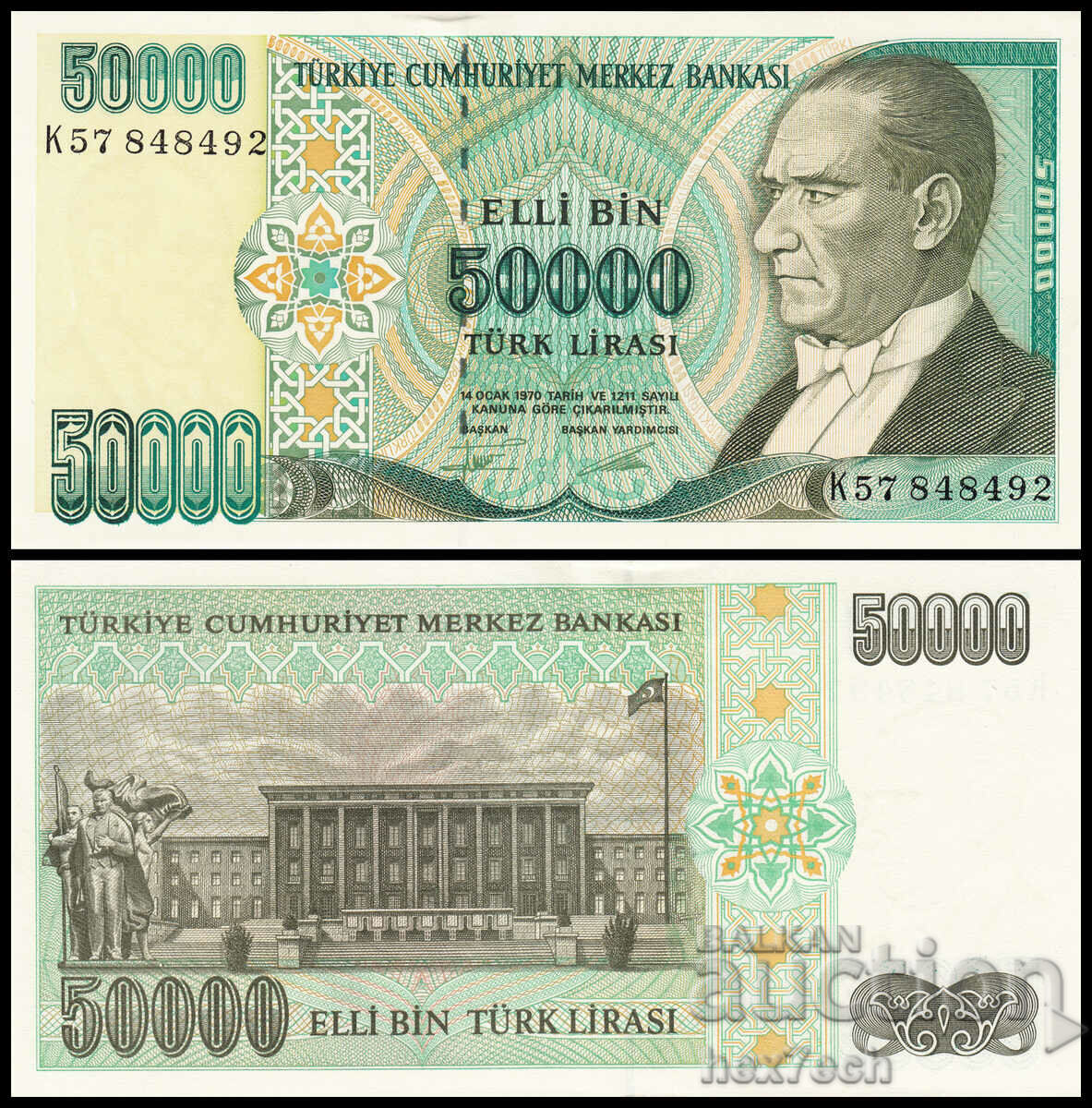 ❤️ ⭐ Turcia 1989-1995 50000 Lire UNC nou ⭐ ❤️