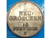 Saxony 1 new groschen 10 pfennig 1856 Germany silver