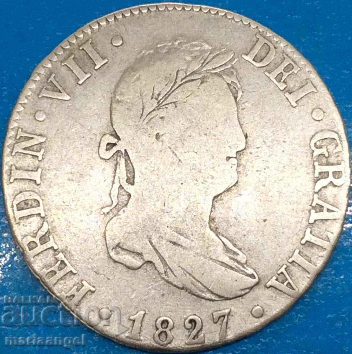 Spain 2 reales 1827 Ferdinand VII 27mm silver - rare