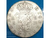 Spain 2 reales 1827 Ferdinand VII 27mm silver - rare