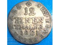 Saxonia 1/12 taler 1801 Friedrich August argint - destul de rar