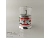 An old set of coasters with a glass and a glass service USSR #5644