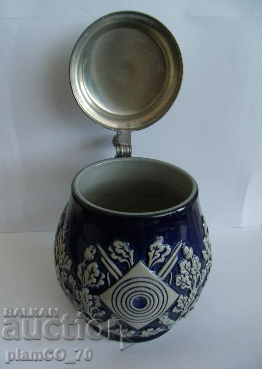 No.*7664 old porcelain mug - with metal / tin lid with price 25.00 BGN | € 12.78