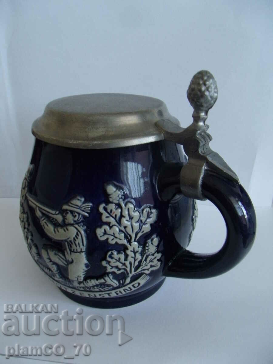 No.*7664 old porcelain mug - with metal / tin lid - 5