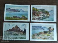 Lot of 4 Postcards with drawings by K. Sturkelov from the 40s