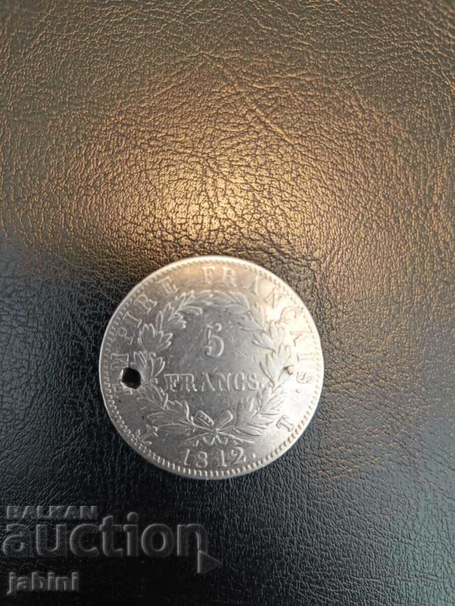 5 franci argint 1812 perforat