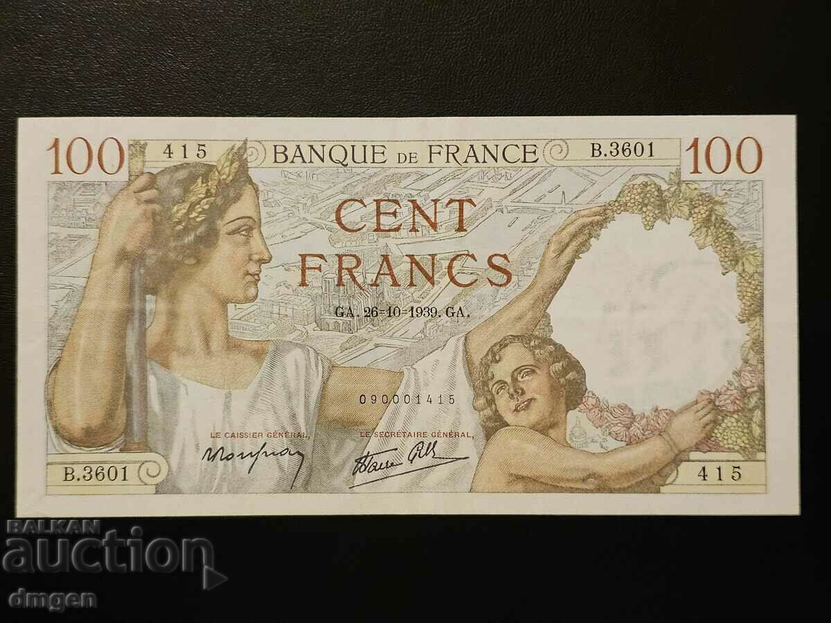 100 de franci Franța 1939