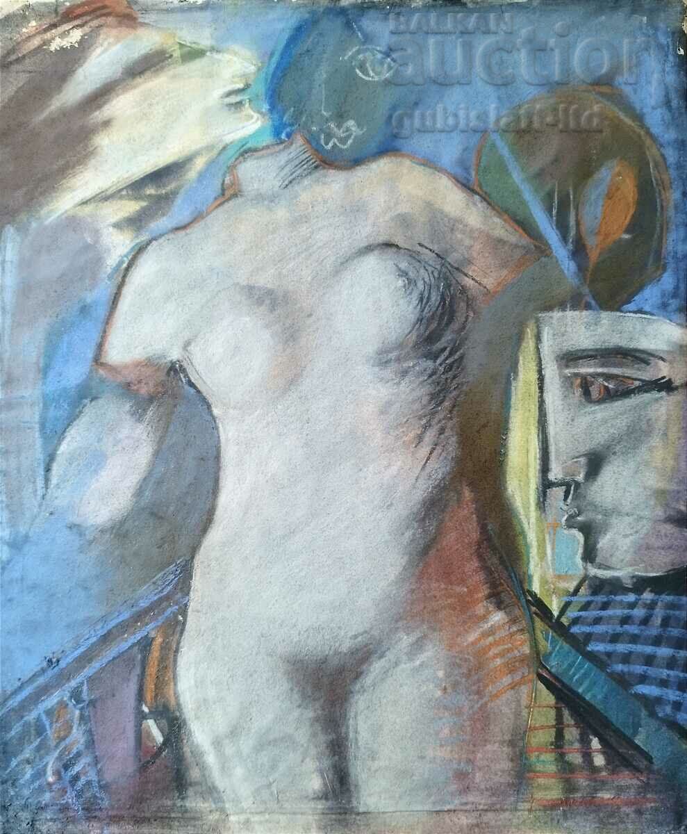 Pictură, compoziție, corp nud, anii 1980.