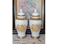 Hand decorated vases/ginger jars set