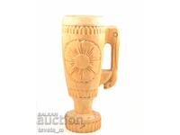 Tall wooden mug, carved mug