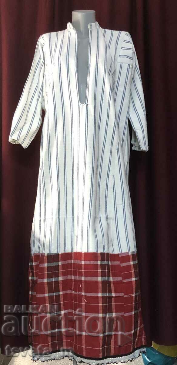 Long women's cotton shirt, folk costume - unbuttoned