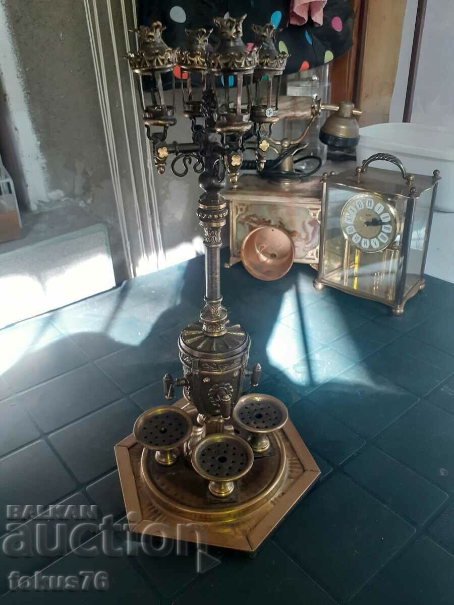 Auction  Interesting antique metal lamp