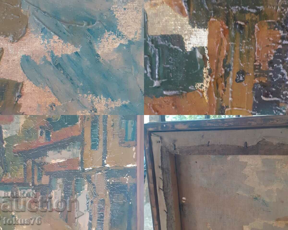 Old oil painting on canvas with frame - Dimitar Pačov frame - 7 Old oil painting on canvas with frame - Dimitar Pačov frame - 7