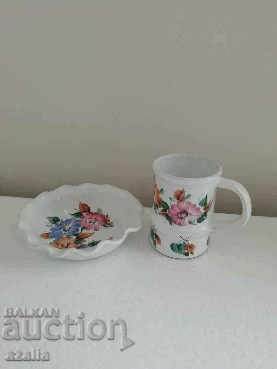 A beautiful set of Bulgarian ceramics with flowers