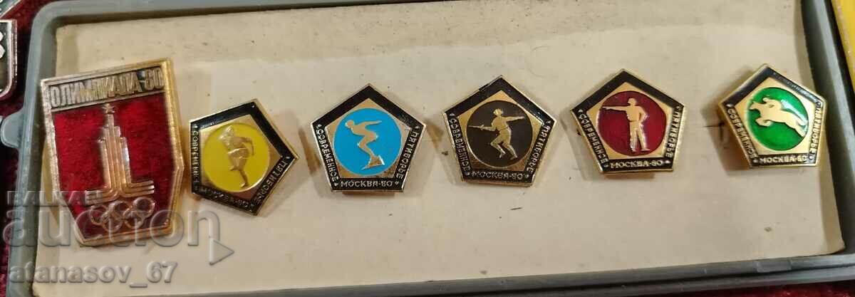 Badges from the 1980 Olympic Games.