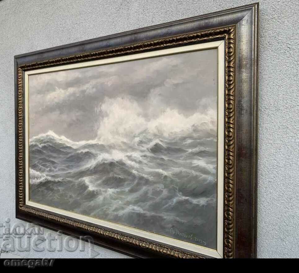 Large painting by Anatoly Panagonov "Stormy Sea Kaliakra" - 6