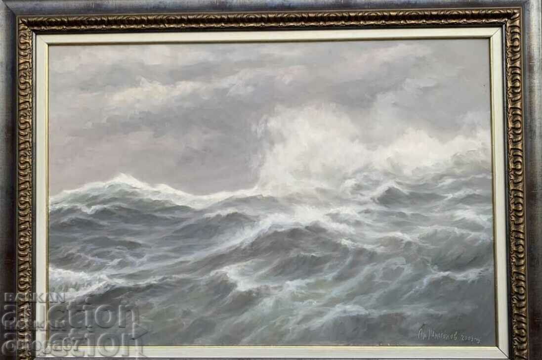 Large painting by Anatoly Panagonov "Stormy Sea Kaliakra" - 7