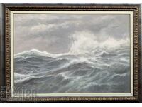 Large painting by Anatoly Panagonov "Stormy Sea Kaliakra"