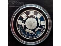 Argint 200 Lire Fotbal Mondial 1989 Italia