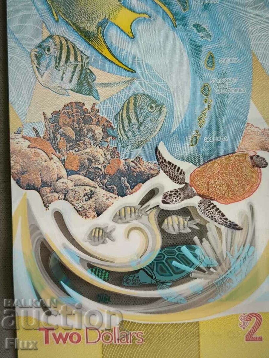 Доставка на Банкнота - Източни Кариби - 2 долара (юбилейна) UNC | 2023г. Доставка на Банкнота - Източни Кариби - 2 долара (юбилейна) UNC | 2023г.