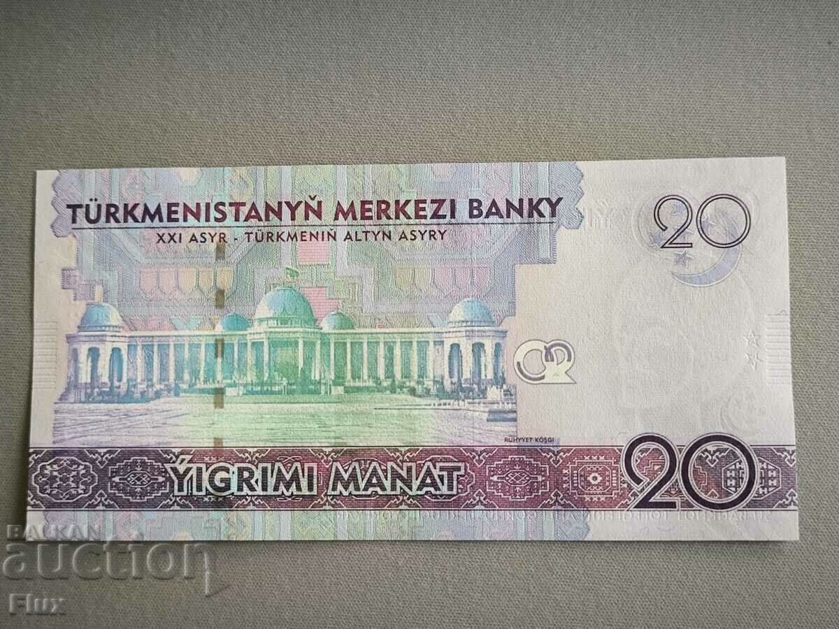 Banknote - Turkmenistan - 20 manat UNC | 2017 with price 27.00 BGN | € 13.80