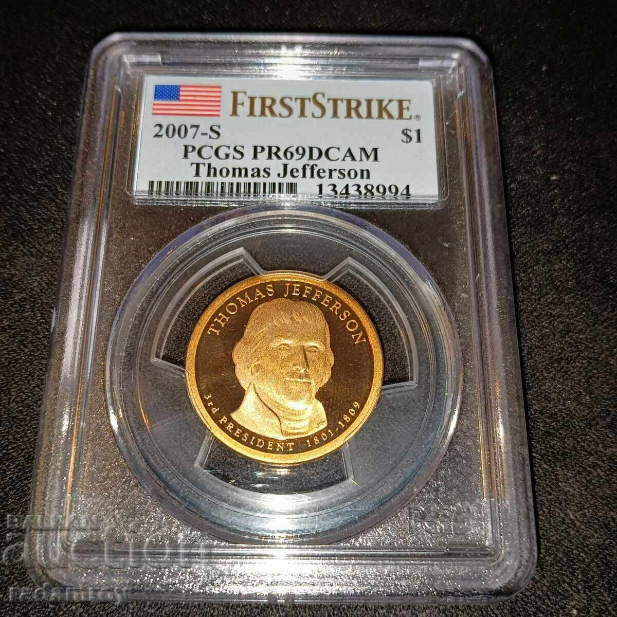 ΗΠΑ 2007-S $1 PCGS PR69DCAM Thomas Jefferson