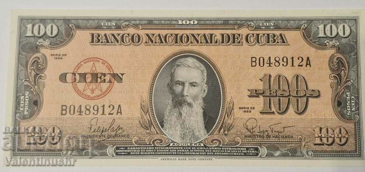 Cuba 100 pesos 1959 anul UNC