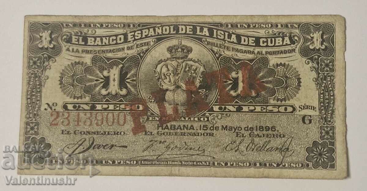 Cuba 1 peso 1896 year UNC