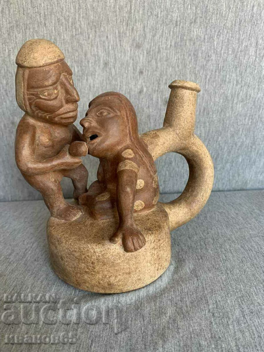 Ceramica erotică Moche Peruvian Huaco