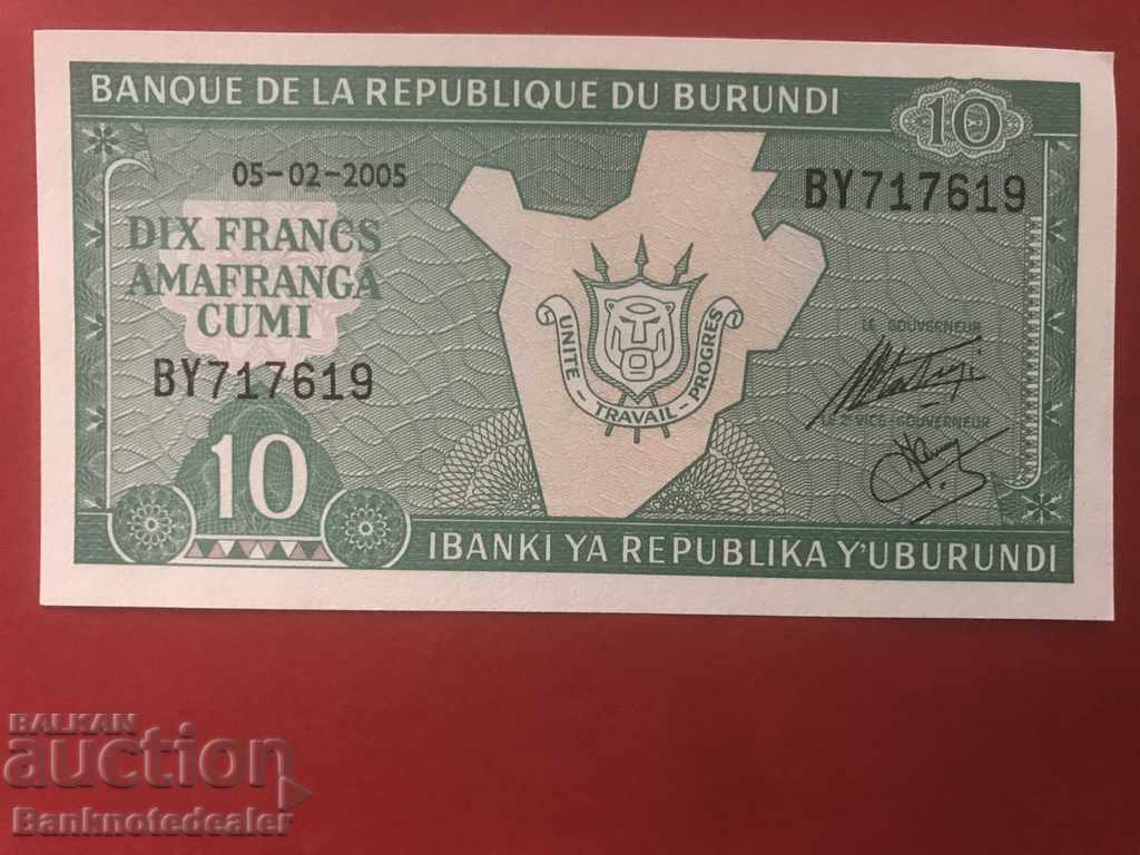 Burundi 10 Francs 2005 Pick 33e Ref 7899 Unc with price 1.00 BGN | € 0.51 Burundi 10 Francs 2005 Pick 33e Ref 7899 Unc with price 1.00 BGN | € 0.51