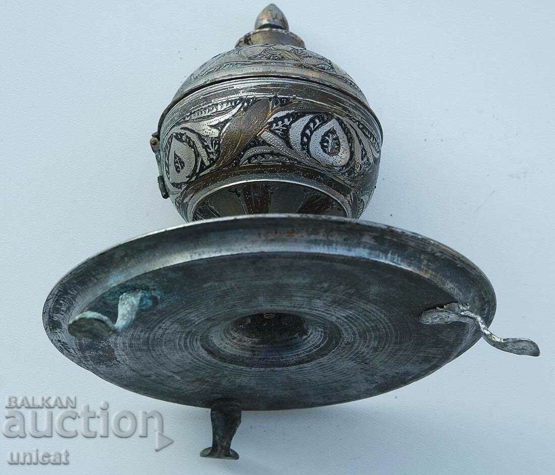 Antique antique censer, engraved, silver plated - 6 Antique antique censer, engraved, silver plated - 6