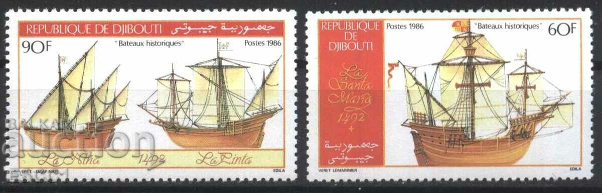 Clean Stamps Ships Sailboats 1986 din Djibouti