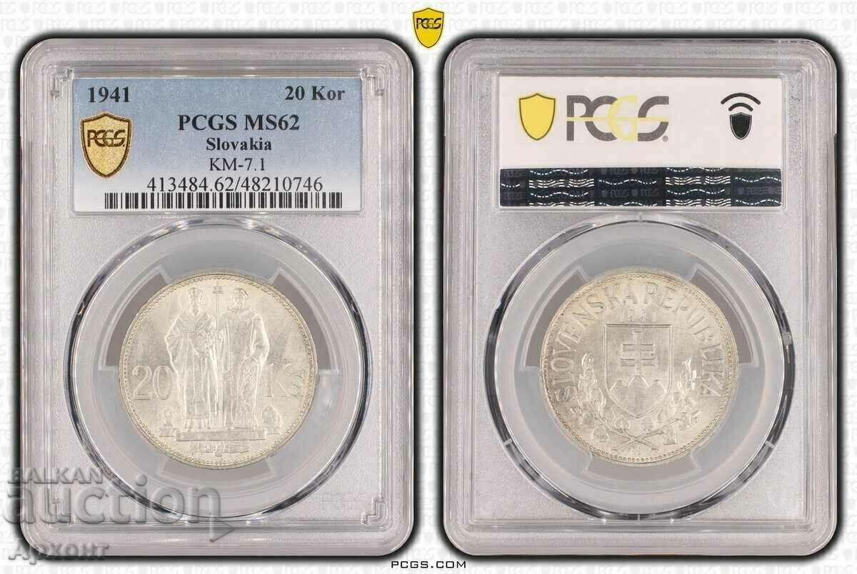 20 крони 1941 година Словакия MS62 PCGS с цена 360.00 лв. | € 184.07 20 крони 1941 година Словакия MS62 PCGS с цена 360.00 лв. | € 184.07