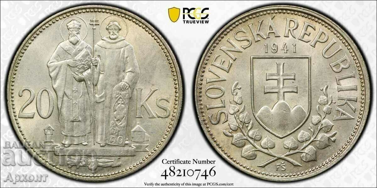 20 kroner 1941 Slovakia MS62 PCGS