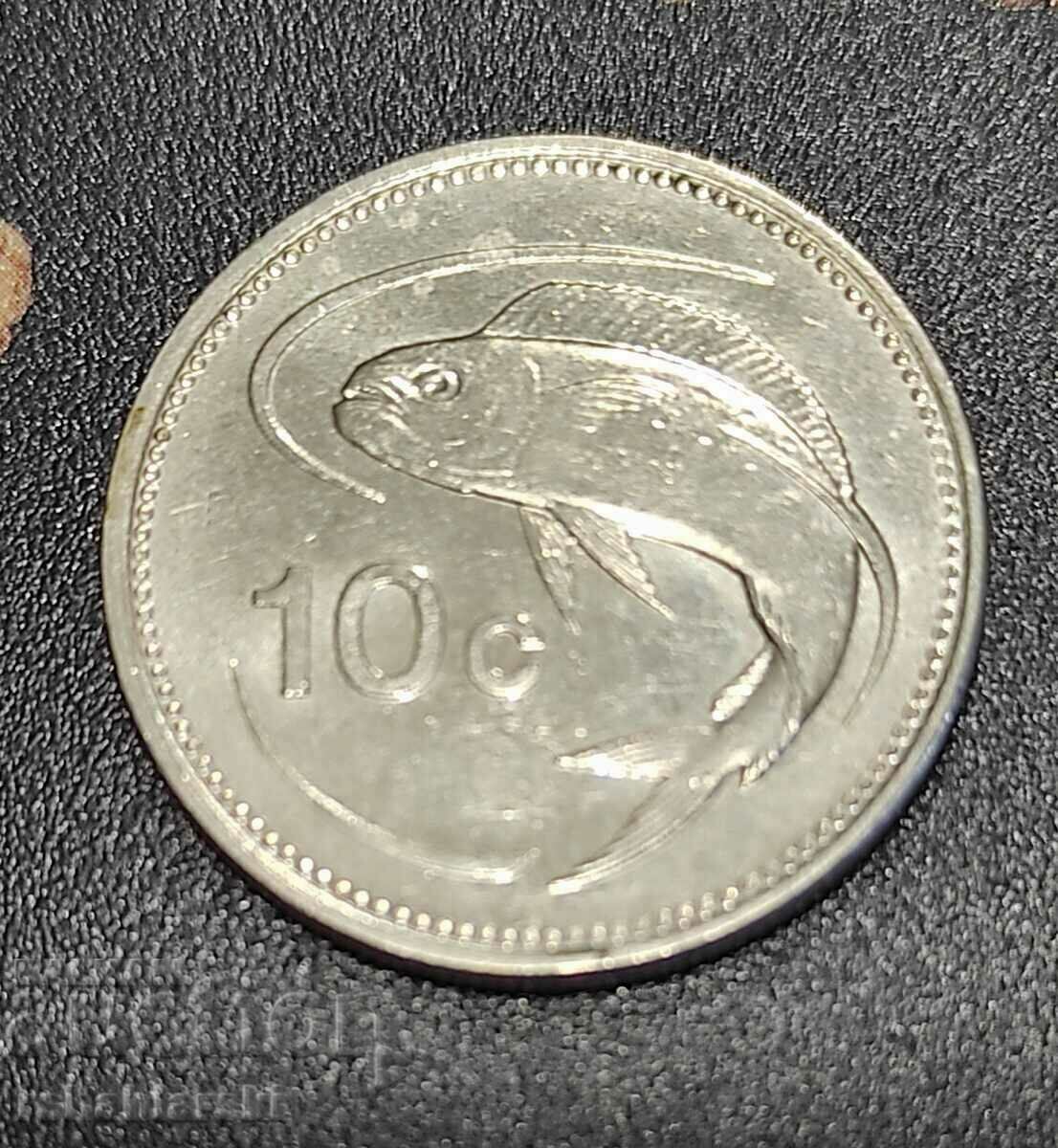 Malta 10 cenți, 1986