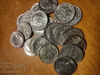 23 pcs. America 10 cent coins.