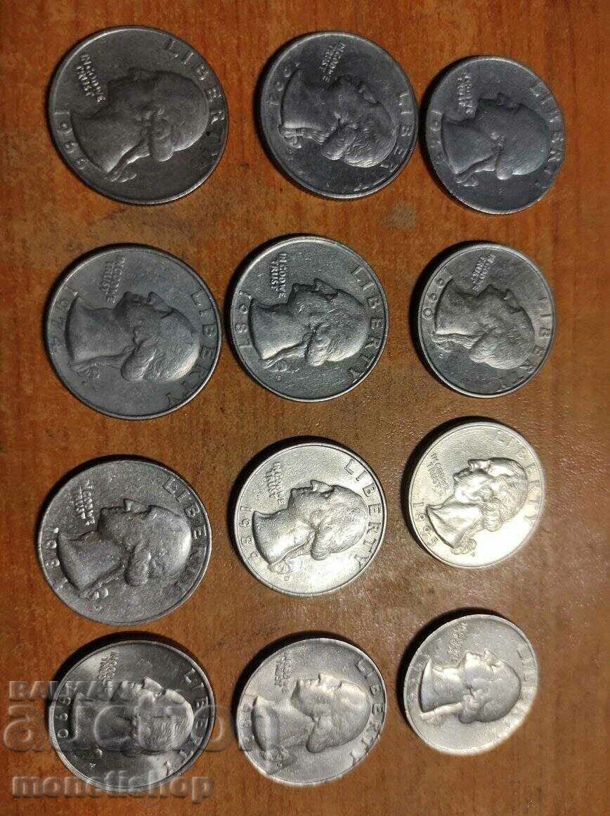 12 pcs. American dollars