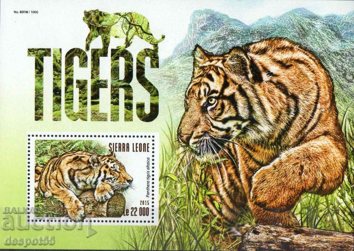 2015. Sierra Leone. Fauna - Tigers. Block.