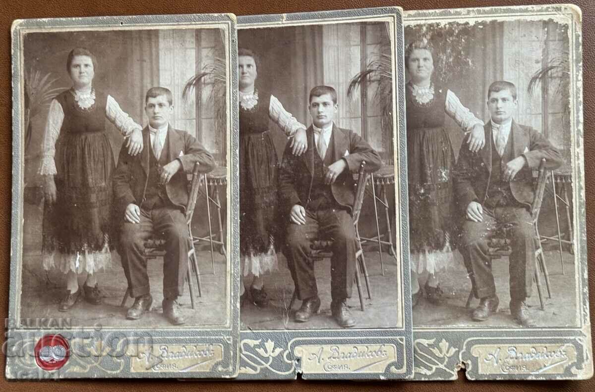 Old Cardboard Photograph Man and Woman in costume