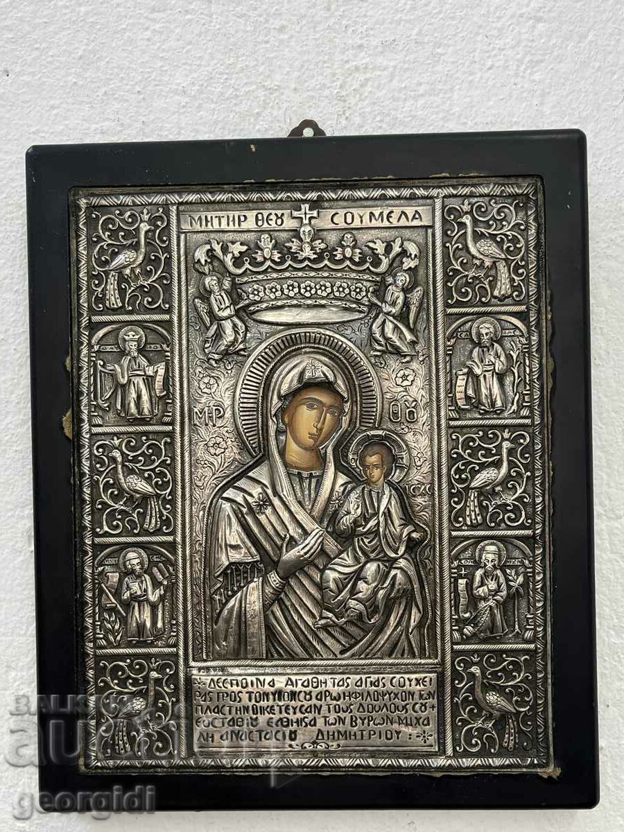 Greek silver icon - Panagia Sumela. #5870