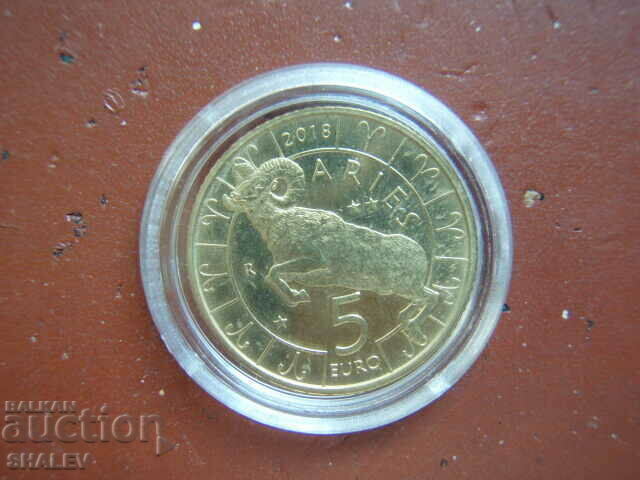 Licitație 5 Euro 2018 San Marino "Berbec" - Unc (zodiac - berbec)
