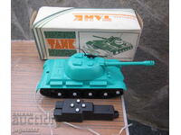 old Russian military toy tank with batteries and box