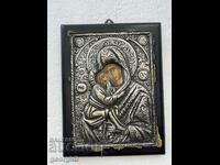 Greek silver icon - Virgin Mary with the Child. #5876